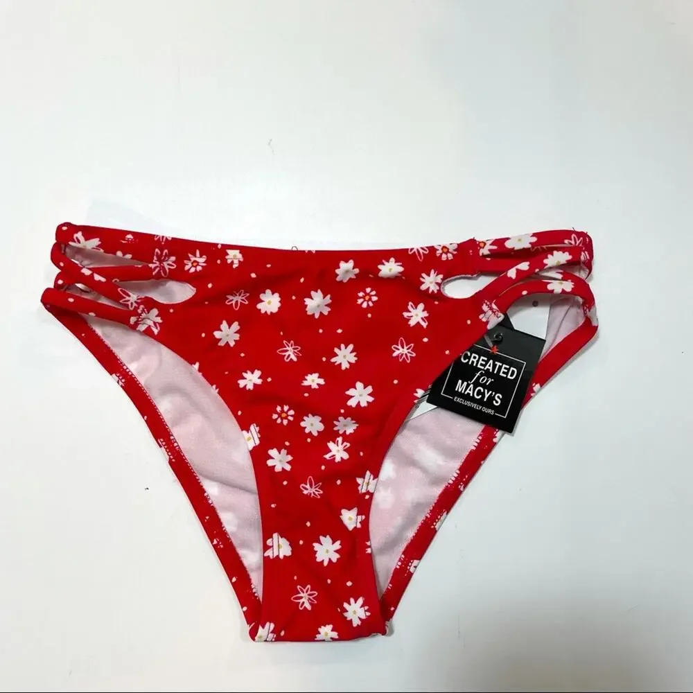 California Waves Red strappy bikini swim bottom